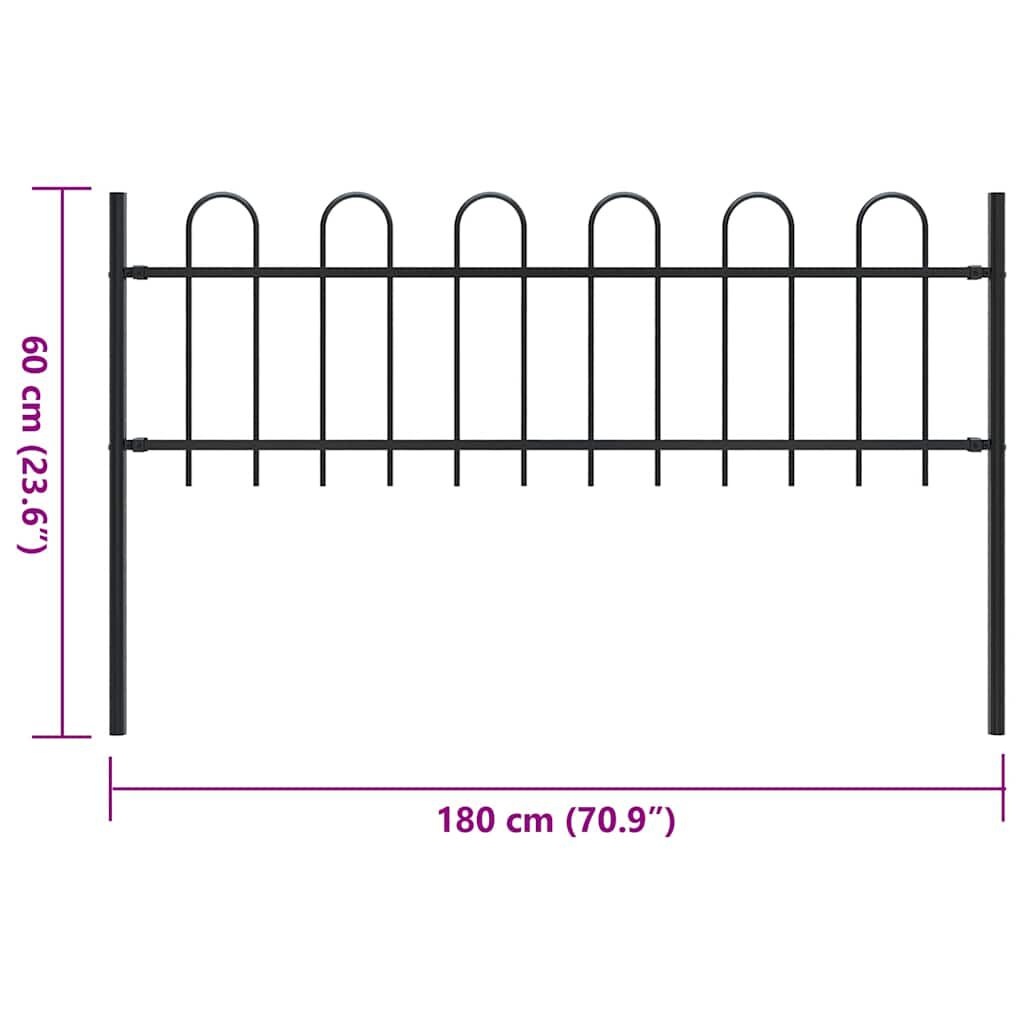 Tuinhek Staal Zwart 1.8m - Ronde Top, 35% Korting!