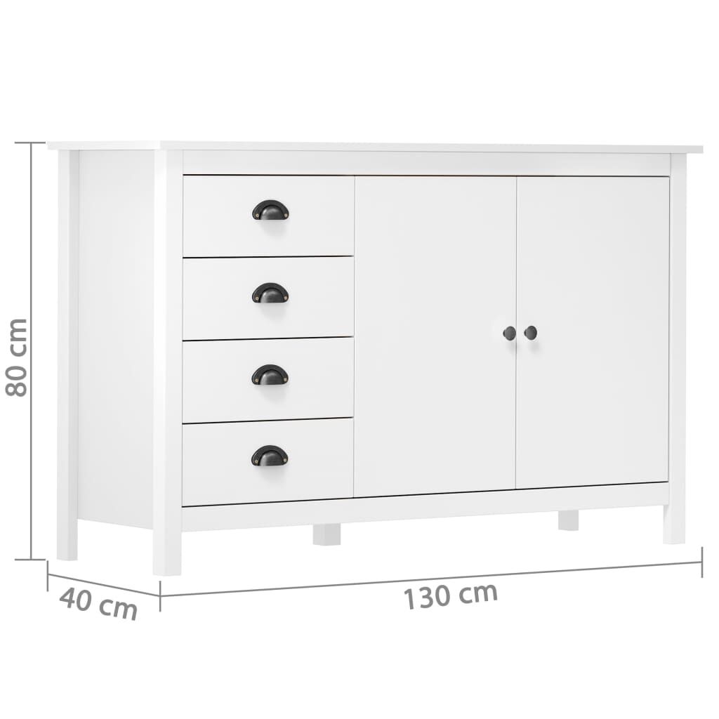 vidaXL Dressoir Hill Wit Grenenhout 79cm -35% Korting!