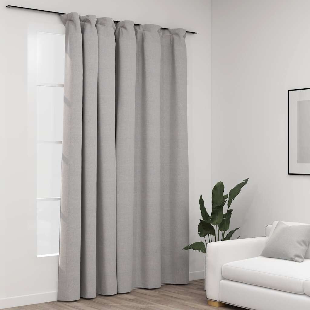 Gordijn Grijs 290x245 cm - Linnenlook, Verduisterend - 55% Korting!