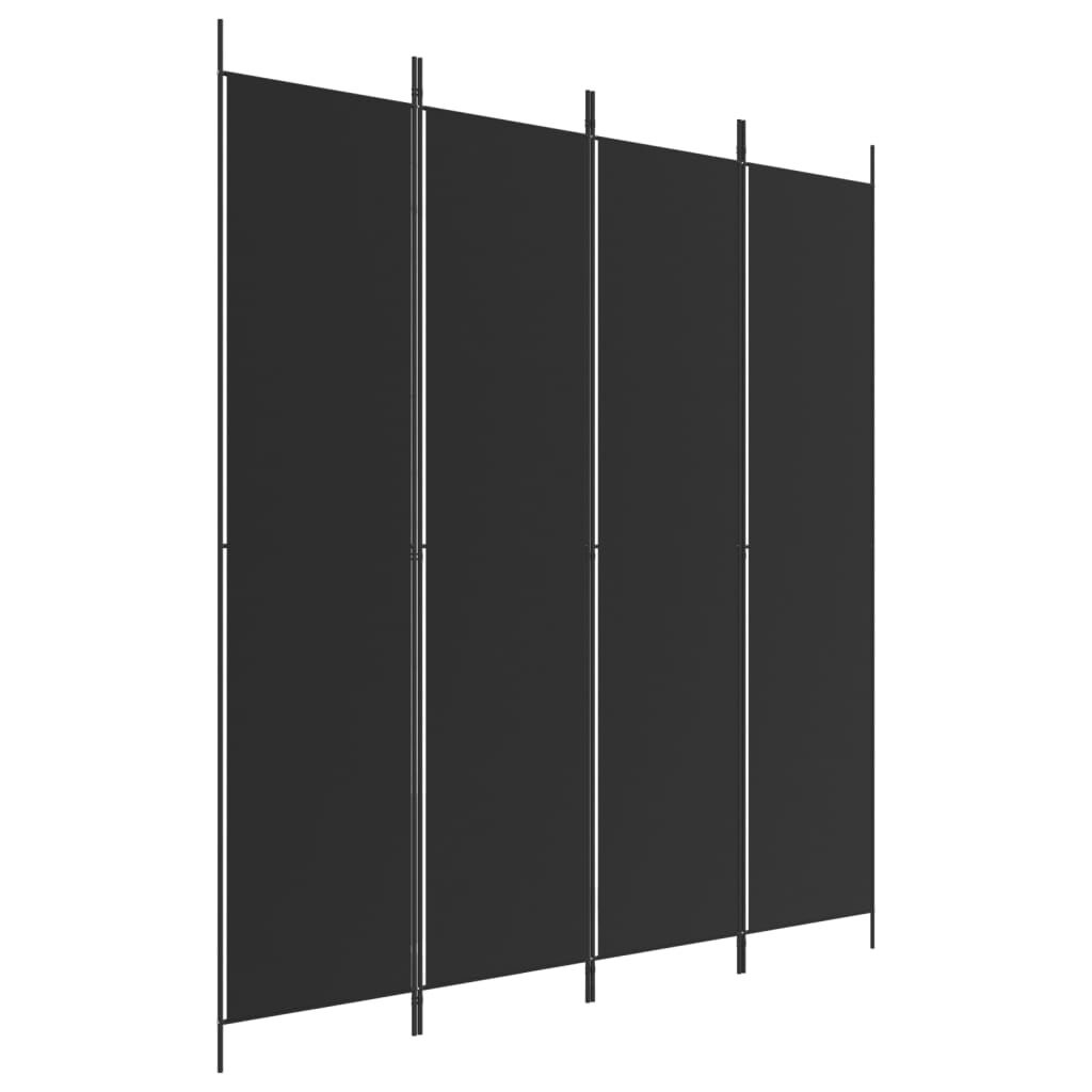 Kamerscherm Zwart 4-Panelen 200x220cm - 60% Korting!