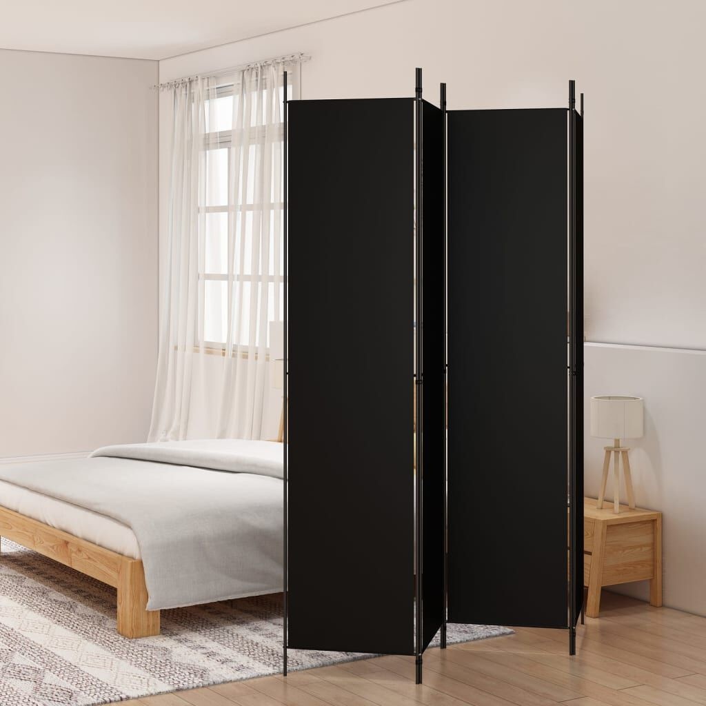 Kamerscherm Zwart 4-Panelen 200x220cm - 60% Korting!