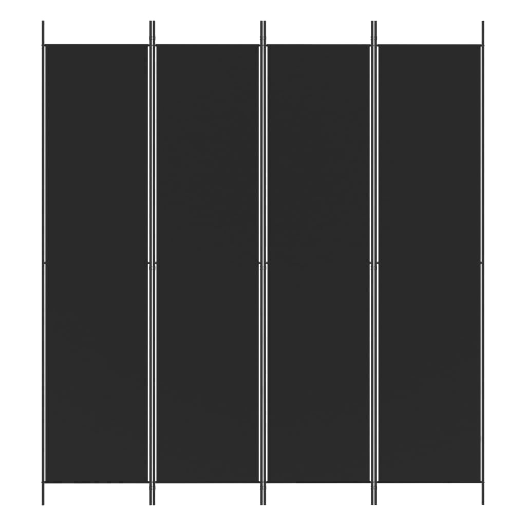 Kamerscherm Zwart 4-Panelen 200x220cm - 60% Korting!