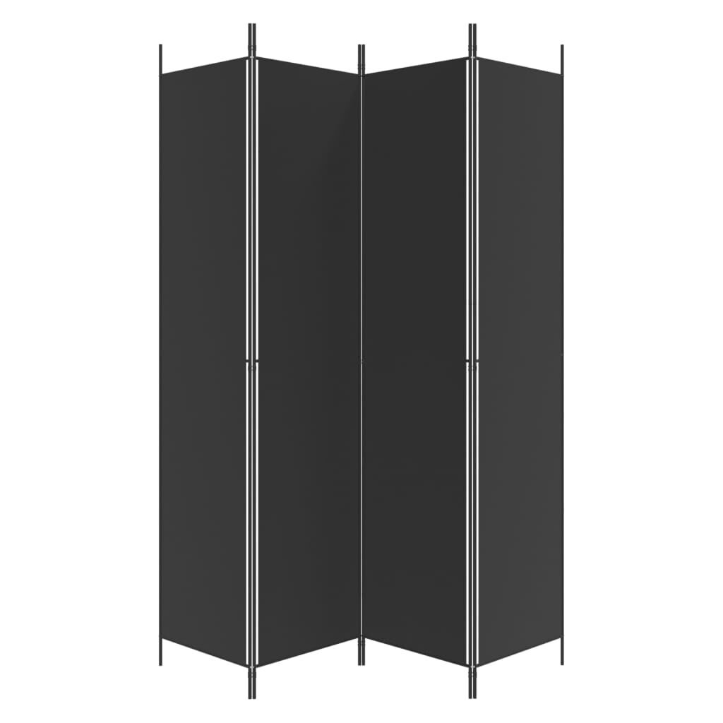 Kamerscherm Zwart 4-Panelen 200x220cm - 60% Korting!