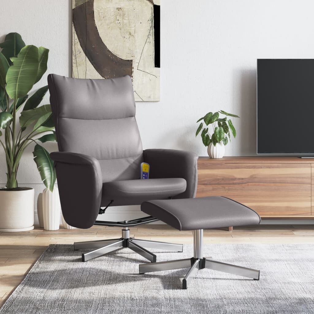 Massagestoel met Voetenbank Grijs -60%! Krasjes, Topdeal!