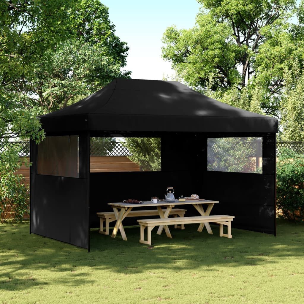 Partytent inklapbaar met zijwanden zwart - 35% Korting!