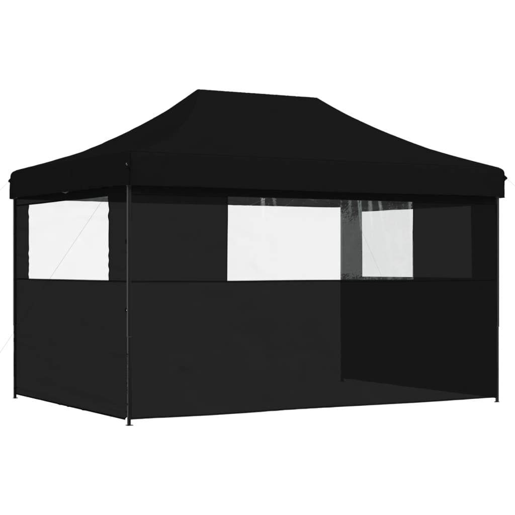 Partytent inklapbaar met zijwanden zwart - 35% Korting!