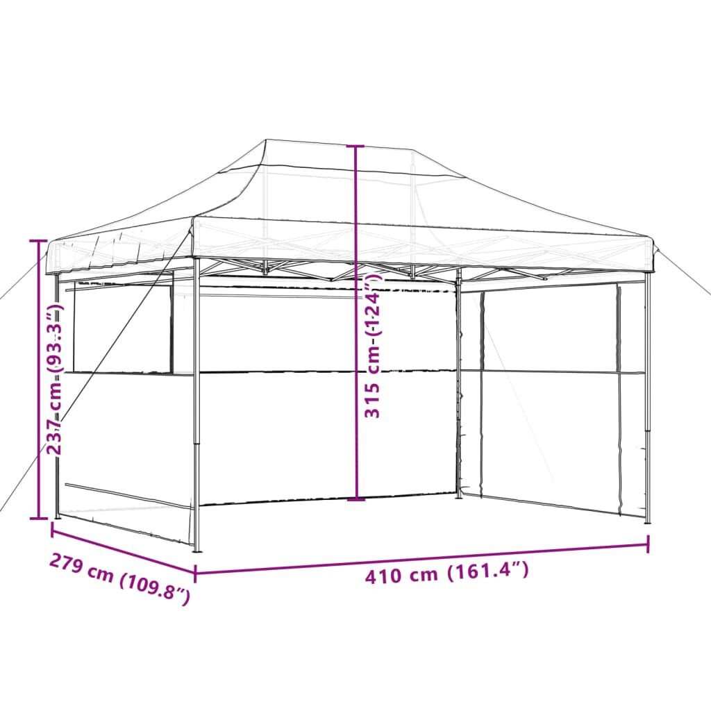Partytent inklapbaar met zijwanden zwart - 35% Korting!