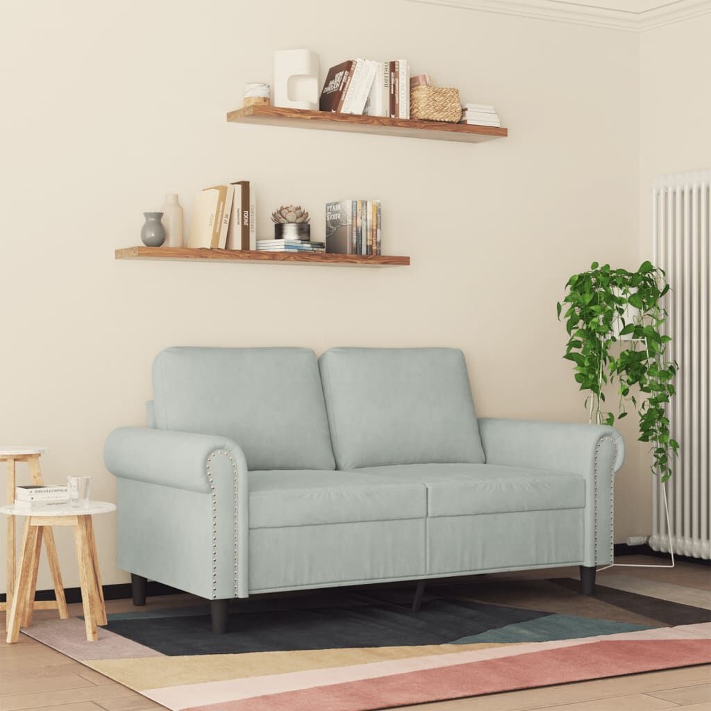 vidaXL Tweezitsbank 120 cm fluweel lichtgrijs