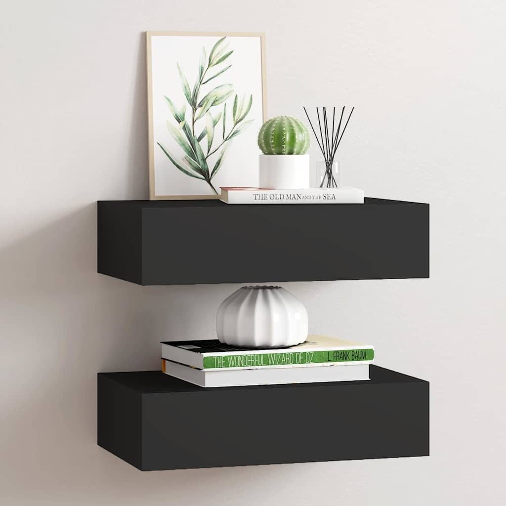 vidaXL Wandschappen Zwart (2 st) - 35% Korting!