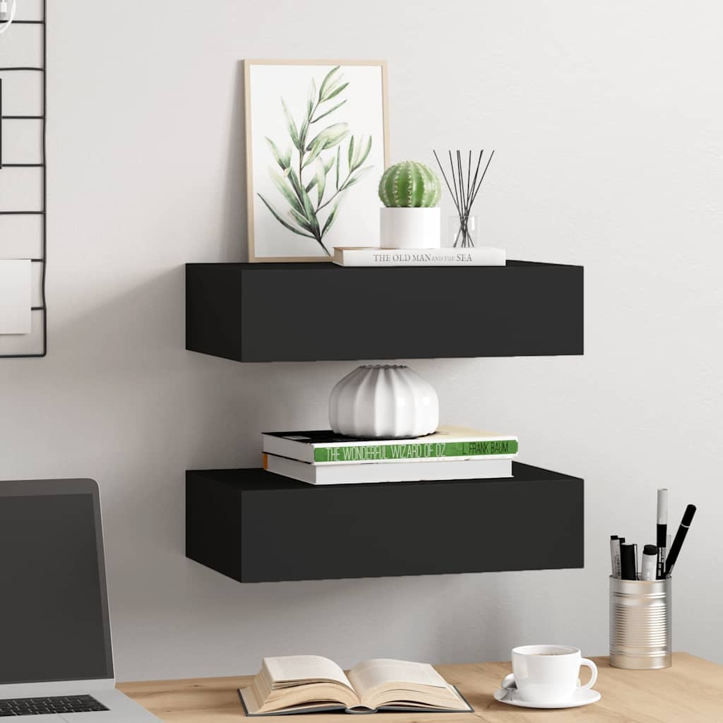 vidaXL Wandschappen Zwart (2 st) - 35% Korting!