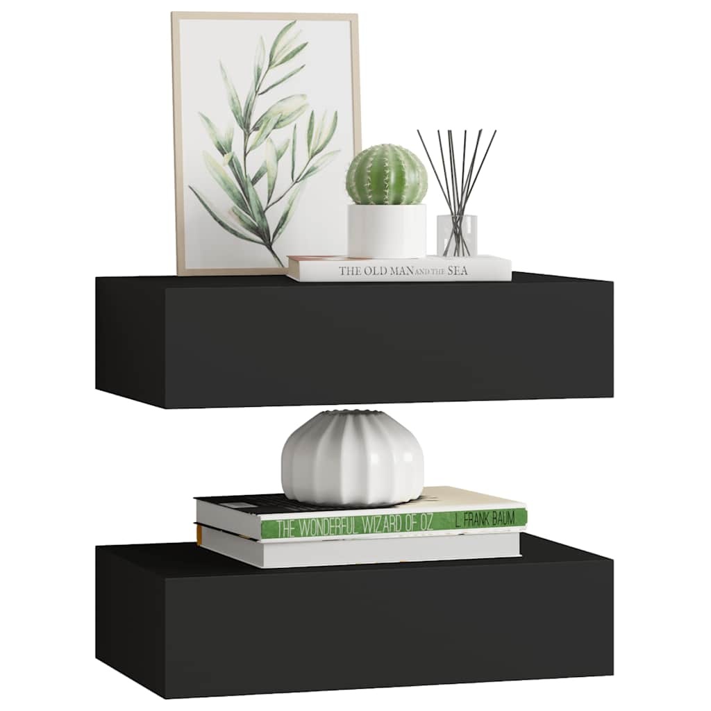 vidaXL Wandschappen Zwart (2 st) - 35% Korting!