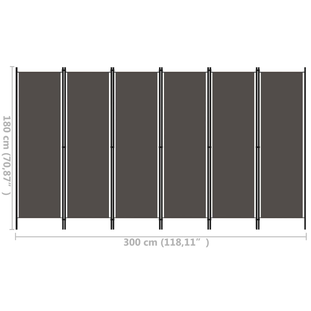 Kamerscherm 6 Panelen Antraciet 300x180cm - 60% Korting!