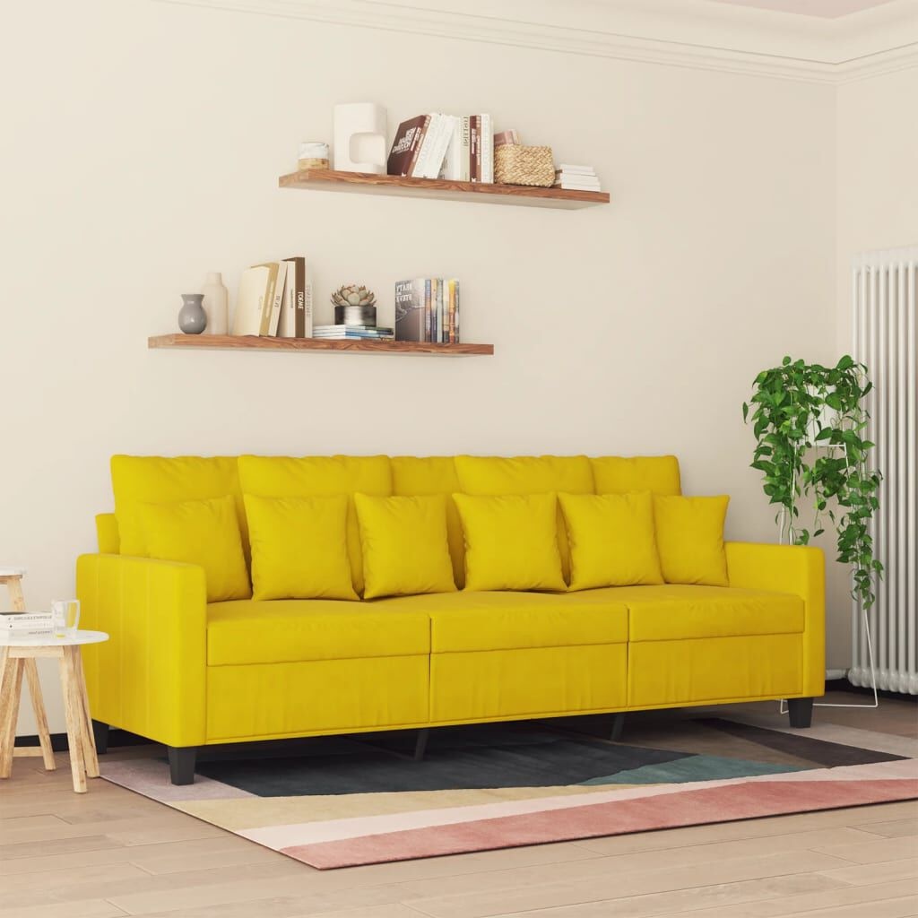 vidaXL Driezitsbank Geel Fluweel -45%! Zo Goed Als Nieuw!