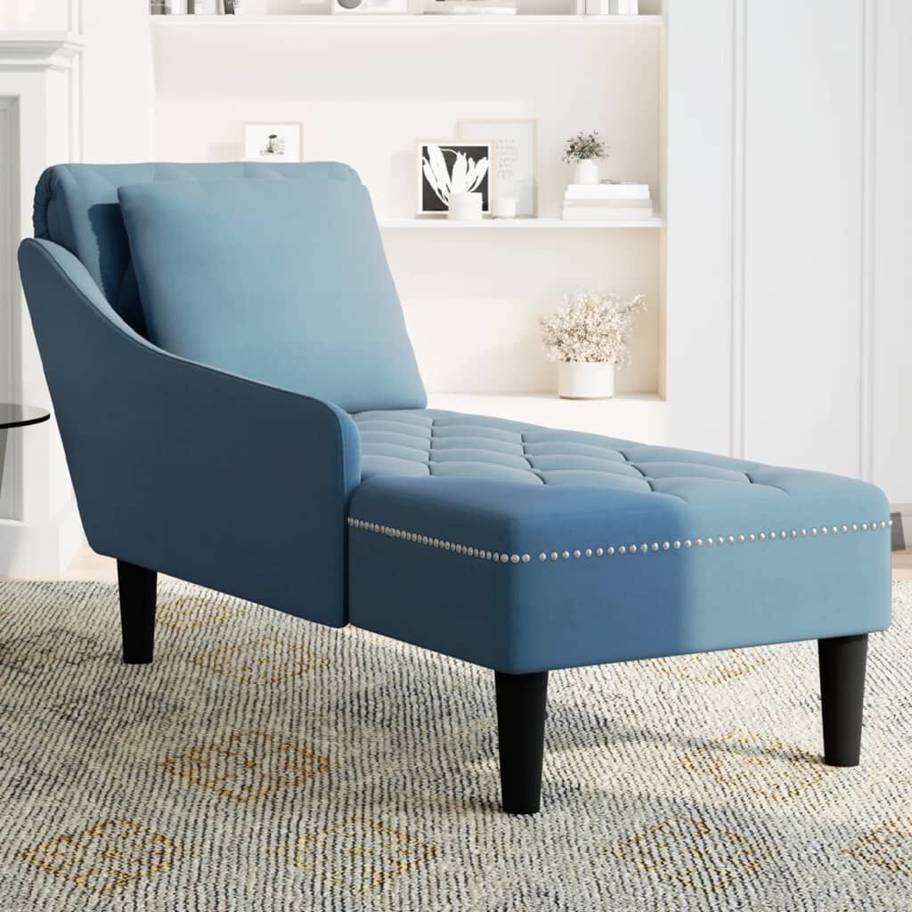 Chaise Longue Blauw Fluweel - RECHTS - 42% Korting!