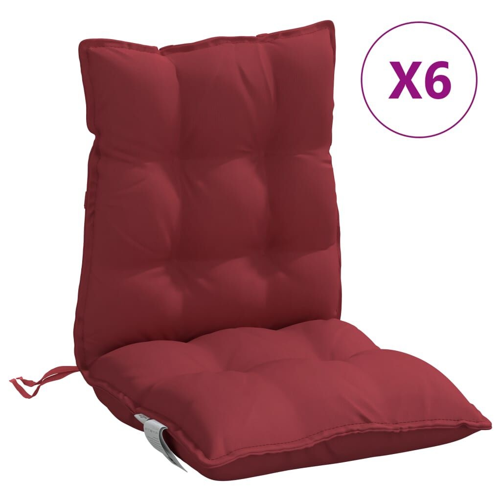 vidaXL Stoelkussens (6 st) Wijnrood - Lage Rug - 35% Korting!