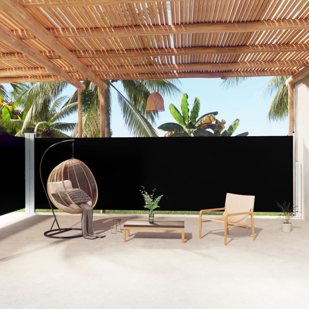 VidaXL Uittrekbaar Windscherm 180x1000cm Zwart - 45% Korting!