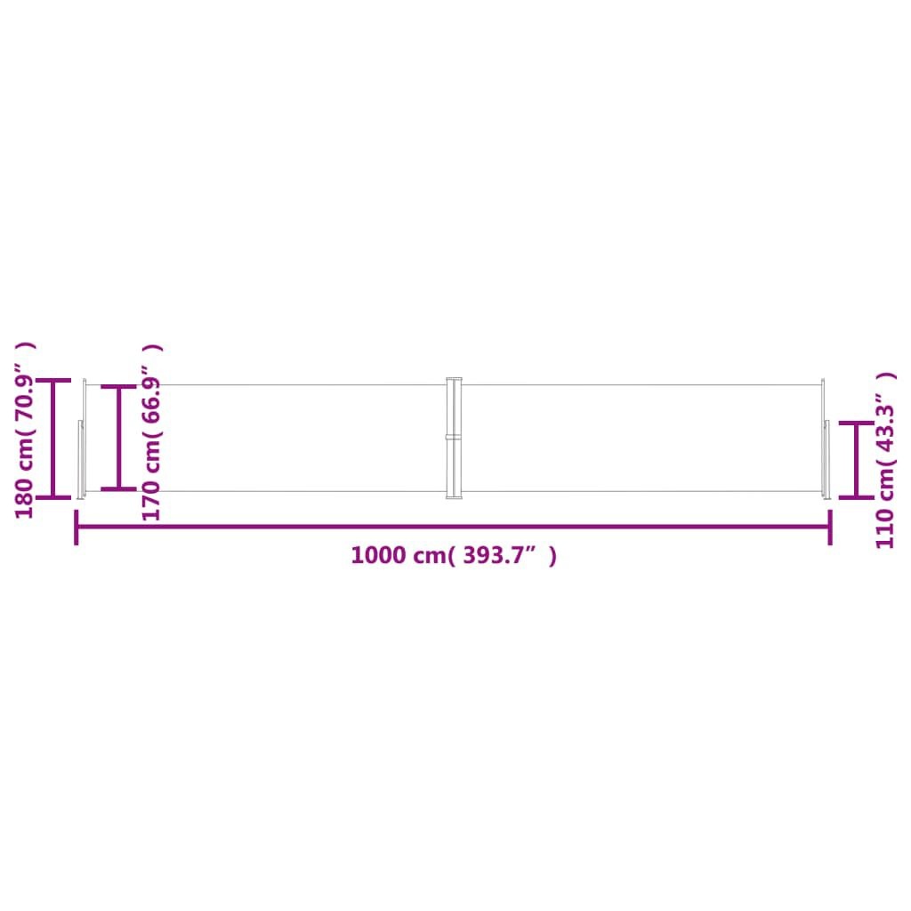VidaXL Uittrekbaar Windscherm 180x1000cm Zwart - 45% Korting!