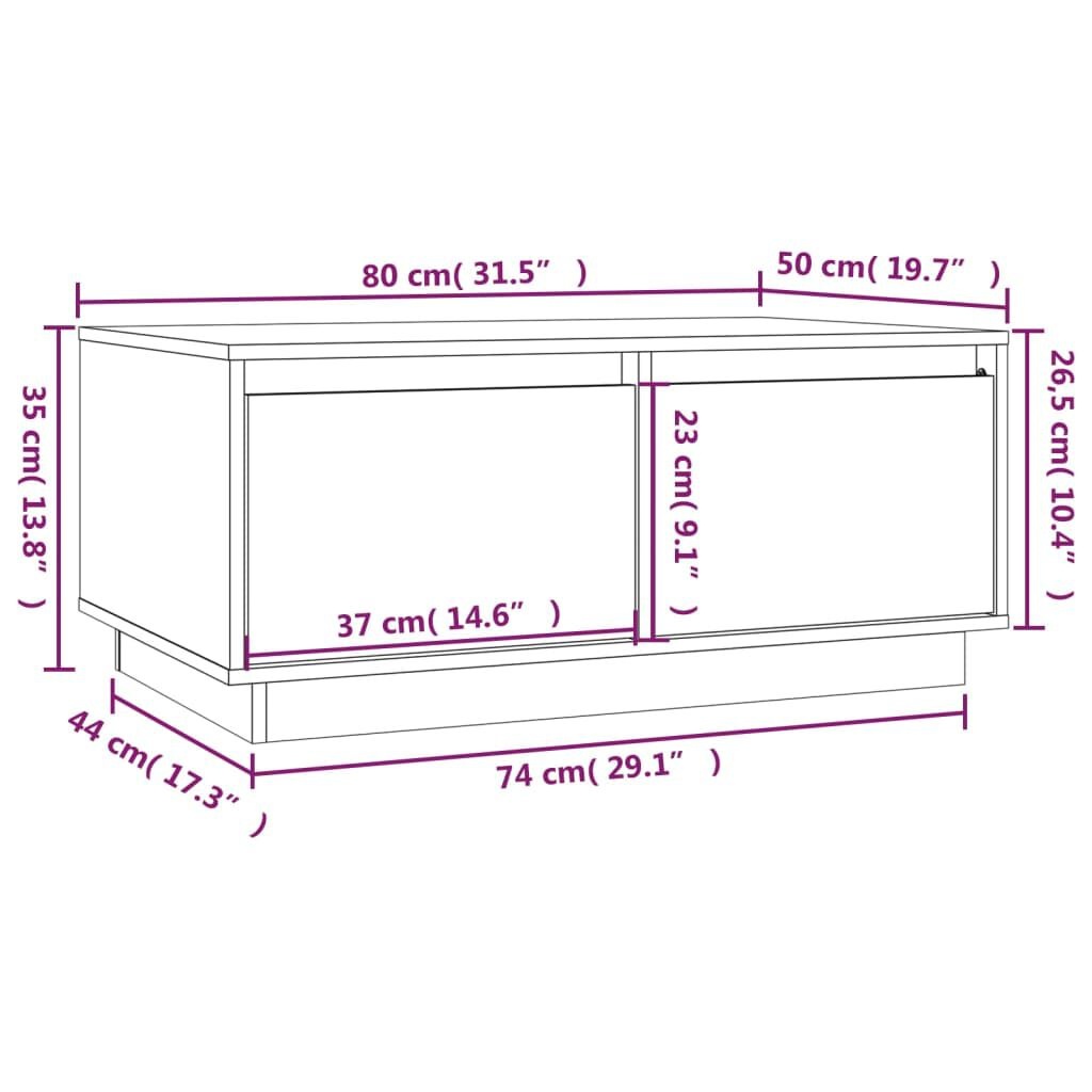 Salontafel Grenenhout Wit 80x50x35cm - 35% Korting!