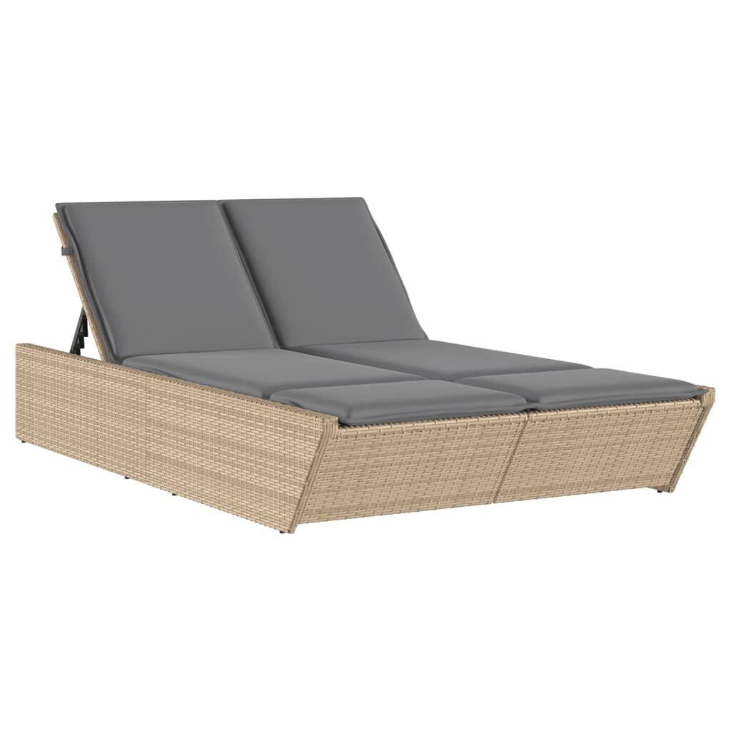 Ligbed 2-persoons Beige Rattan + Kussens - 35% Korting!