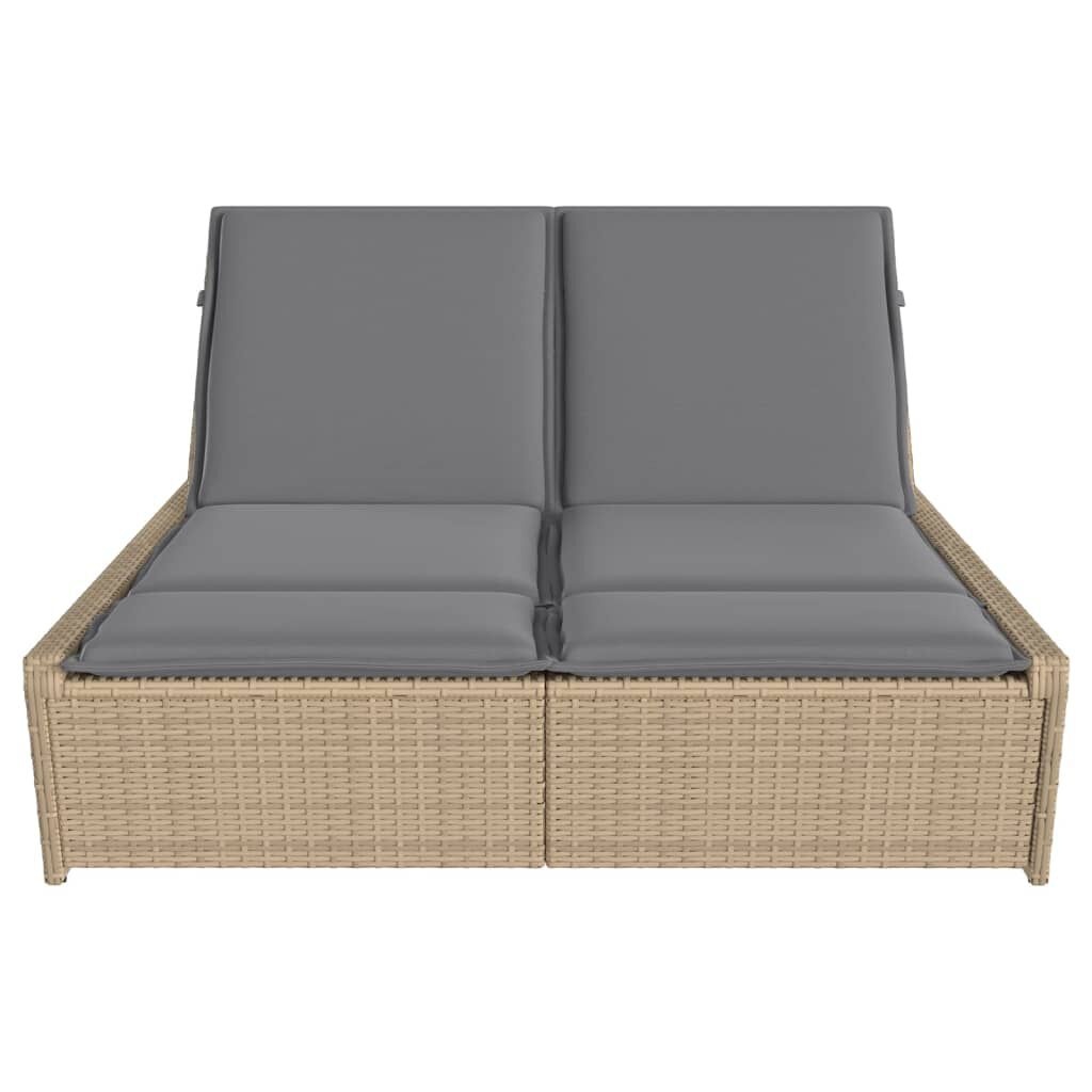 Ligbed 2-persoons Beige Rattan + Kussens - 35% Korting!