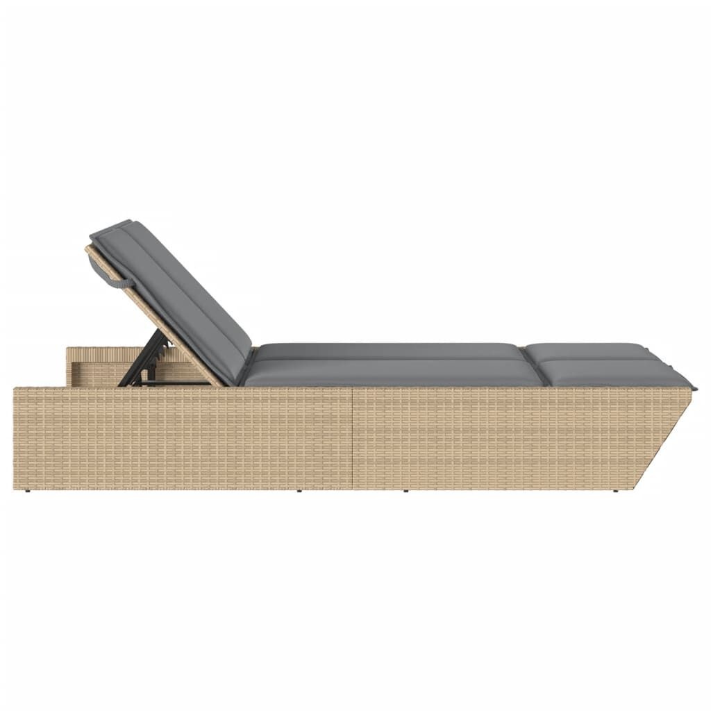 Ligbed 2-persoons Beige Rattan + Kussens - 35% Korting!