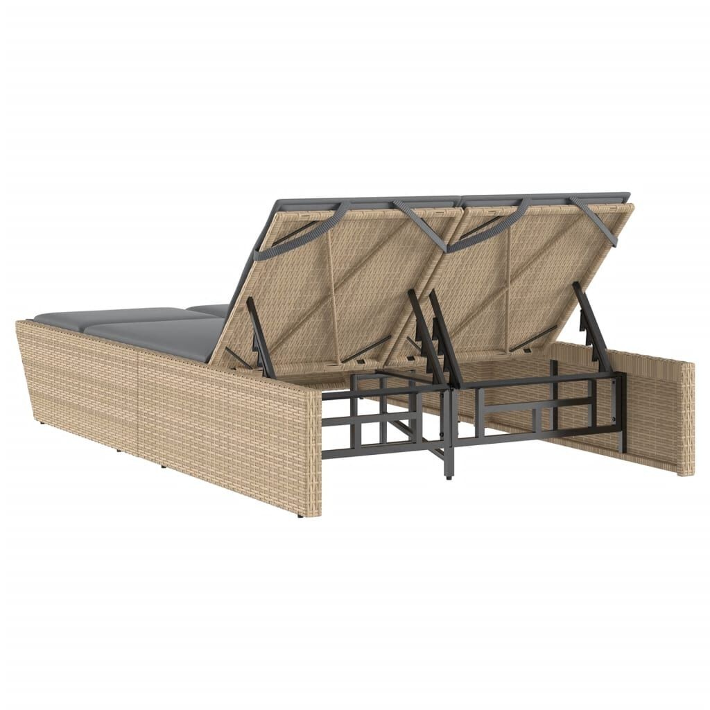 Ligbed 2-persoons Beige Rattan + Kussens - 35% Korting!