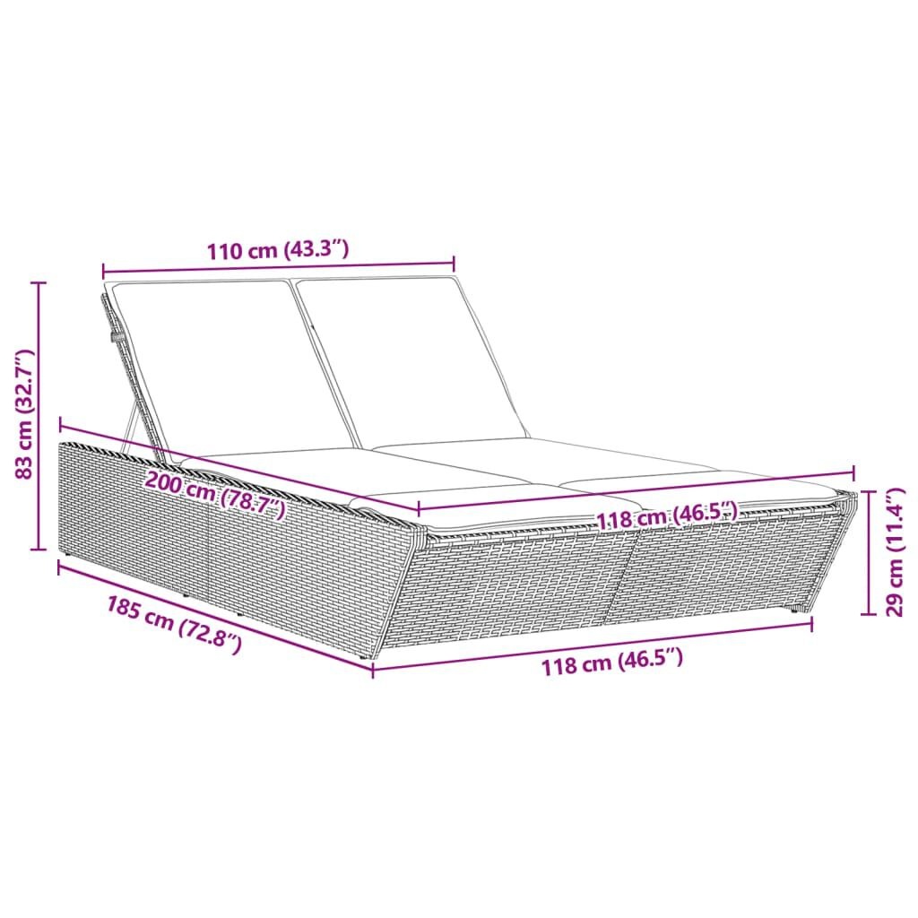 Ligbed 2-persoons Beige Rattan + Kussens - 35% Korting!