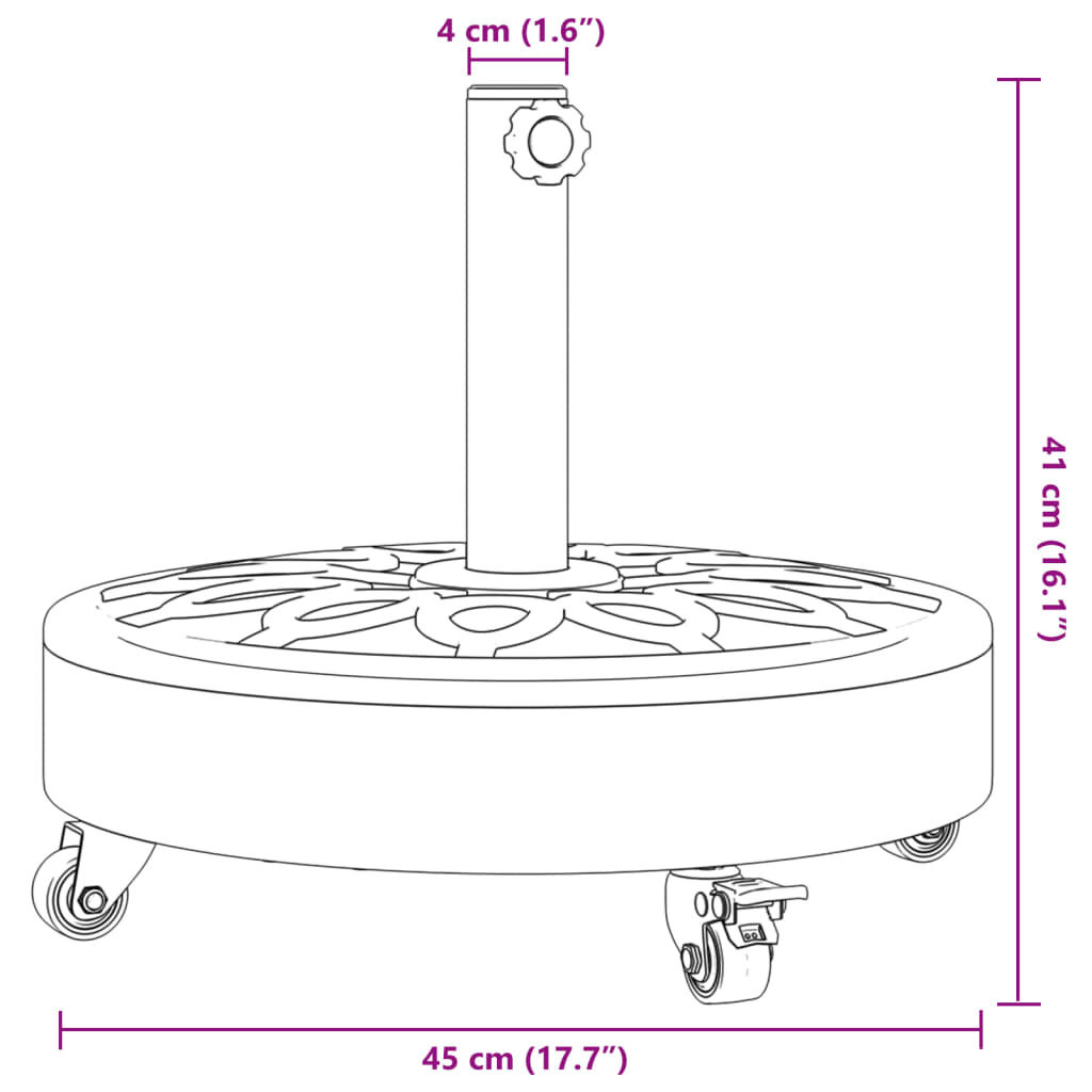 vidaXL Parasolvoet 27kg met Wielen - 60% Korting! (Incompleet)