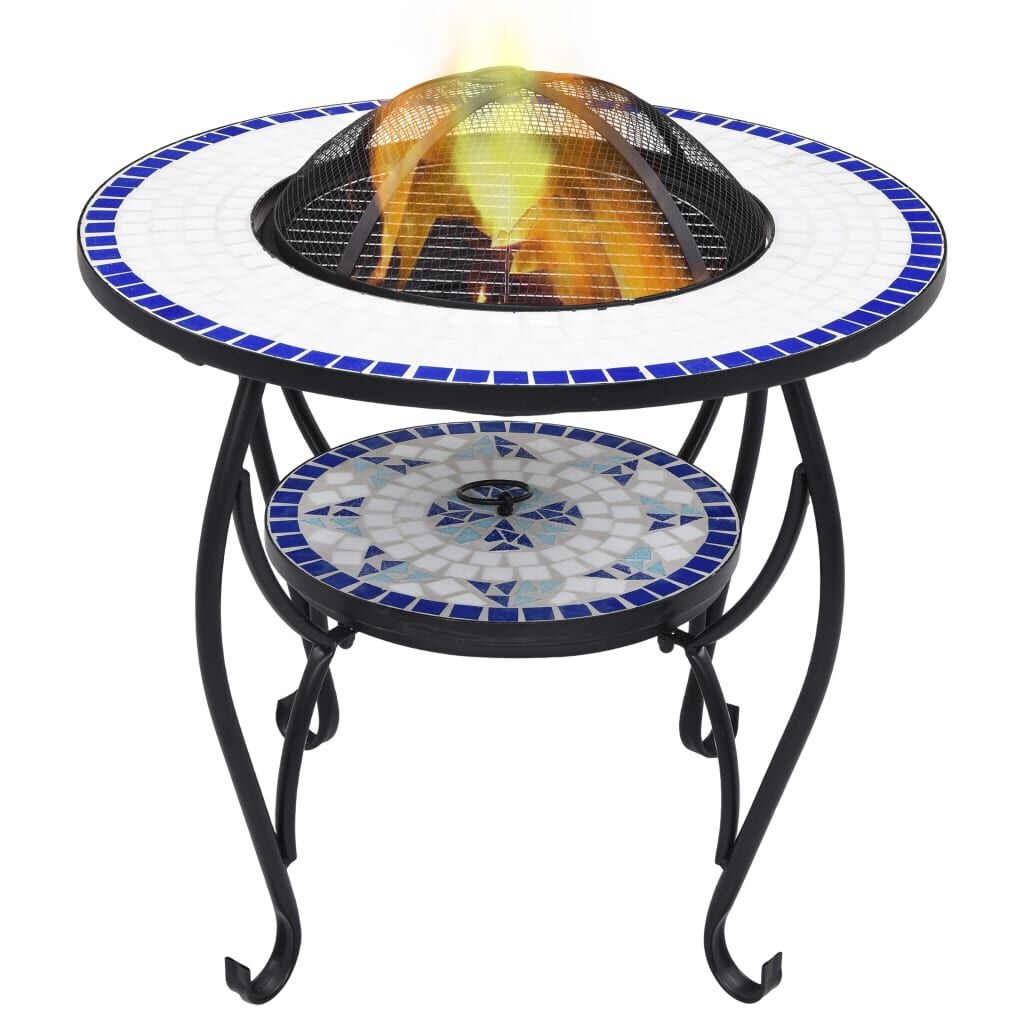 VidaXL Vuurtafel Mozaïek Ø68cm Blauw/Wit -50%!