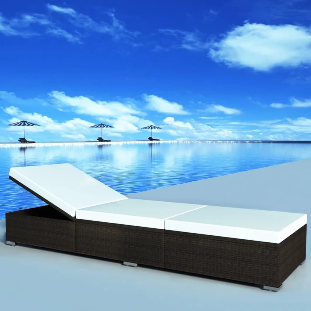 VidaXL Ligbed Bruin Poly Rattan met Kussen - 45% Korting!