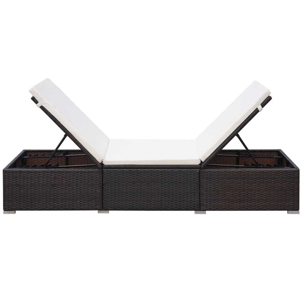 VidaXL Ligbed Bruin Poly Rattan met Kussen - 45% Korting!