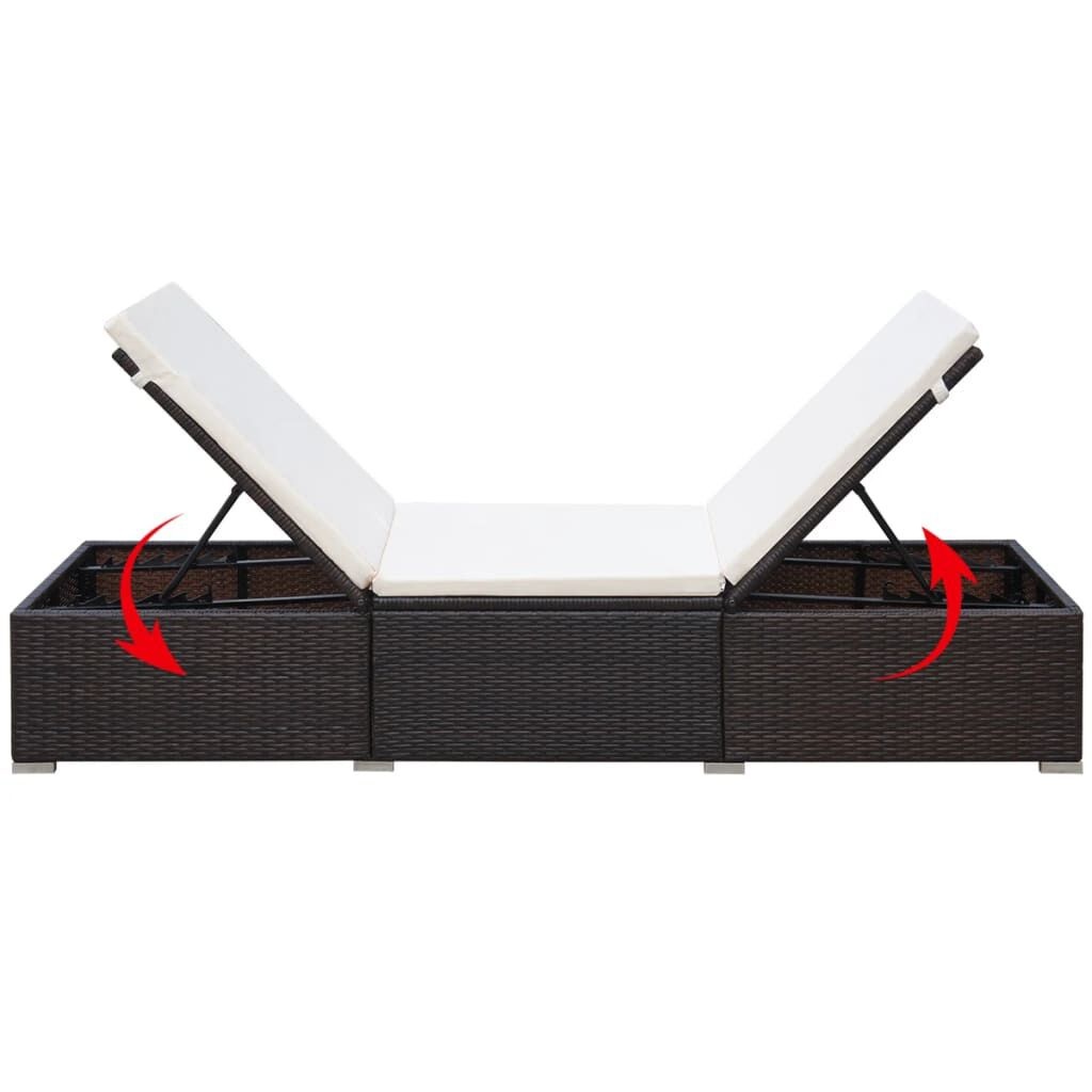 VidaXL Ligbed Bruin Poly Rattan met Kussen - 45% Korting!