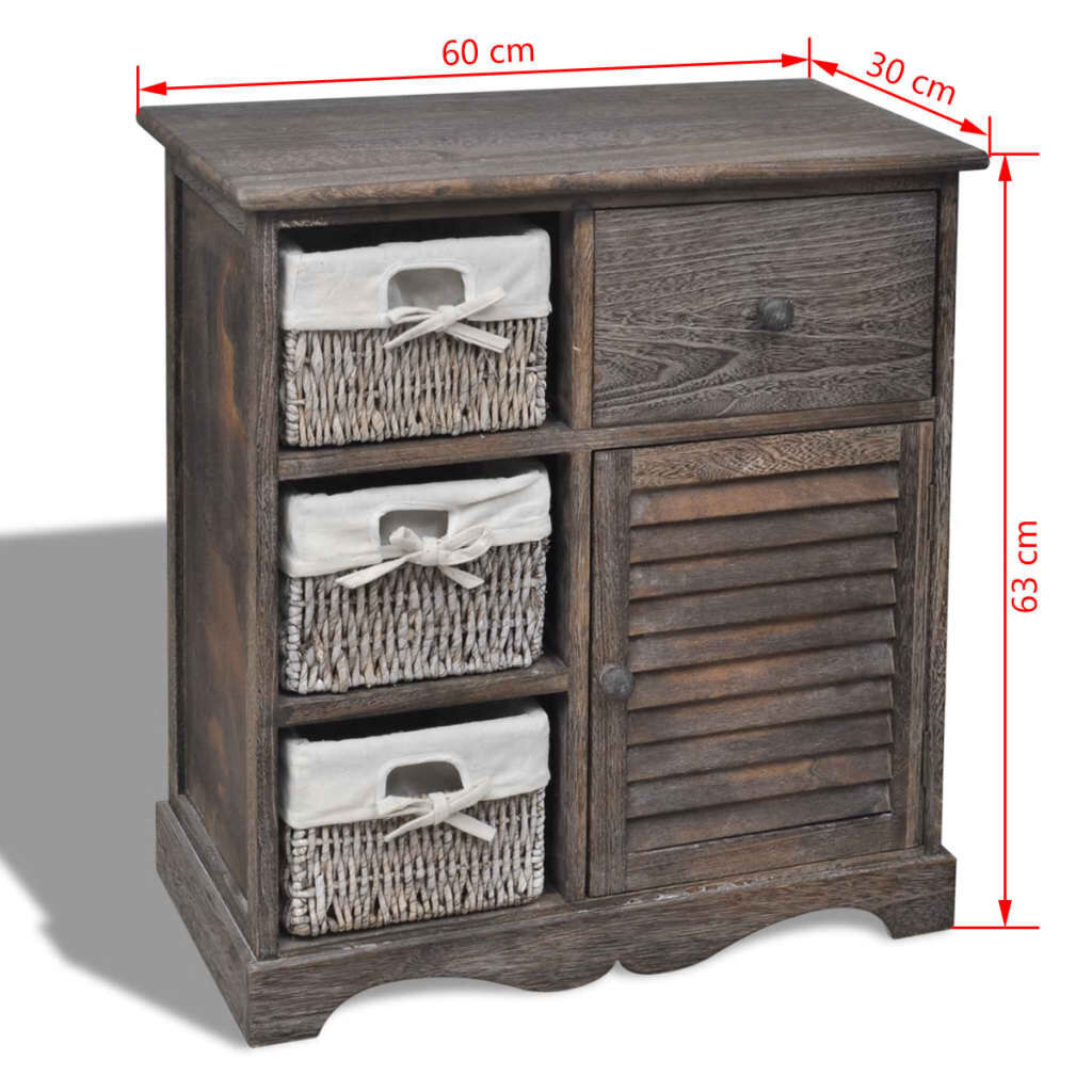 vidaXL Kast met 3 Manden Bruin - 41% Korting!