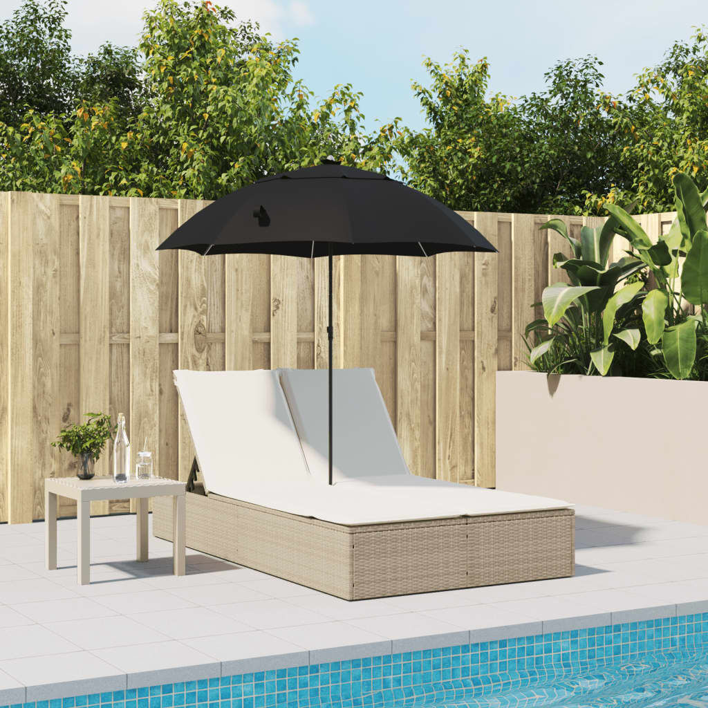 VidaXL Ligbed 2-pers. Beige Rattan + Parasol -35%!