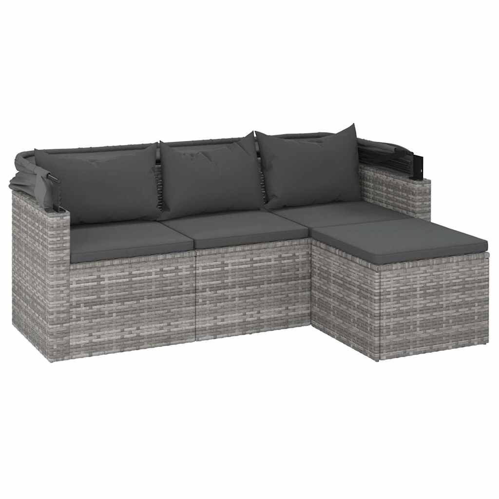 VidaXL Tuinbank met Dak & Voetenbank Grijs - 35% Korting!