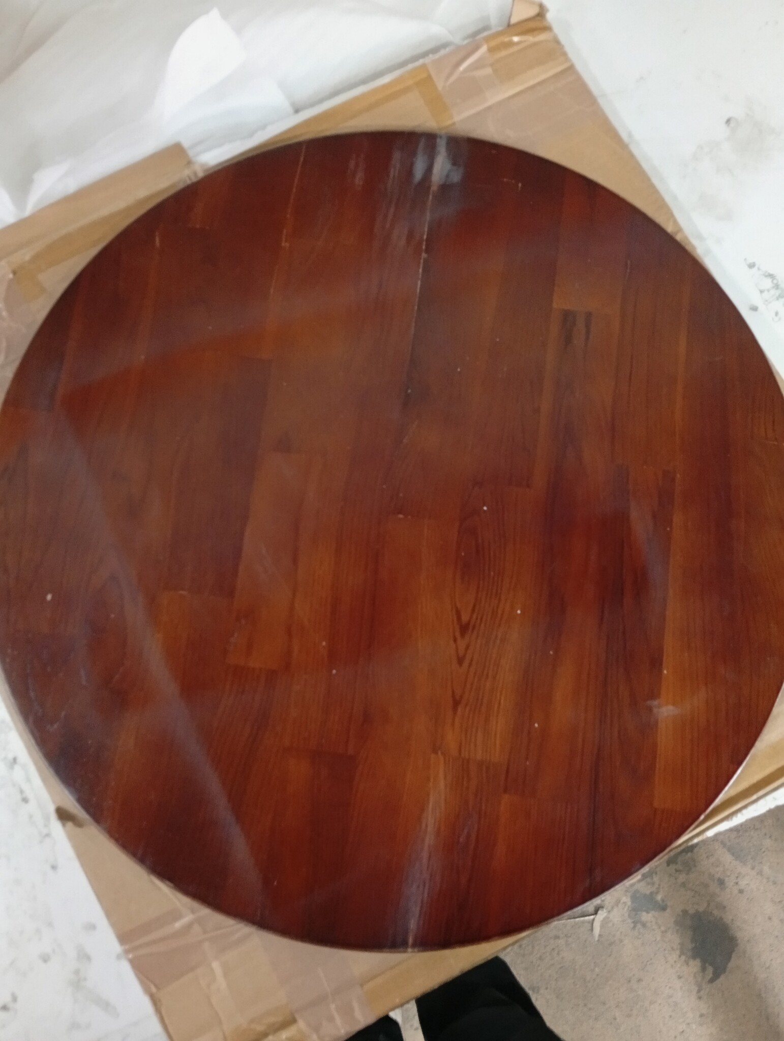Topdeal: Eiken Tafelblad Ø60cm Donkerbruin -55%! Krasjes