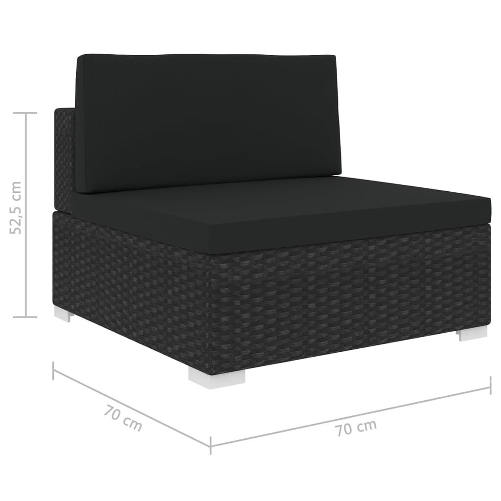 vidaXL Middenbank Zwart Rattan incl. Kussens -47%