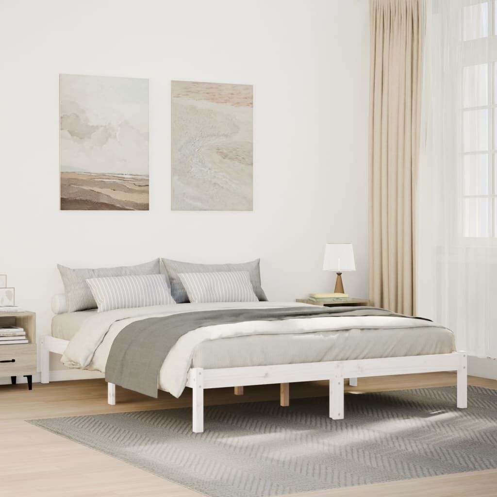 Extra Lang Bedframe Grenen Wit 160x220cm - 35% Korting!
