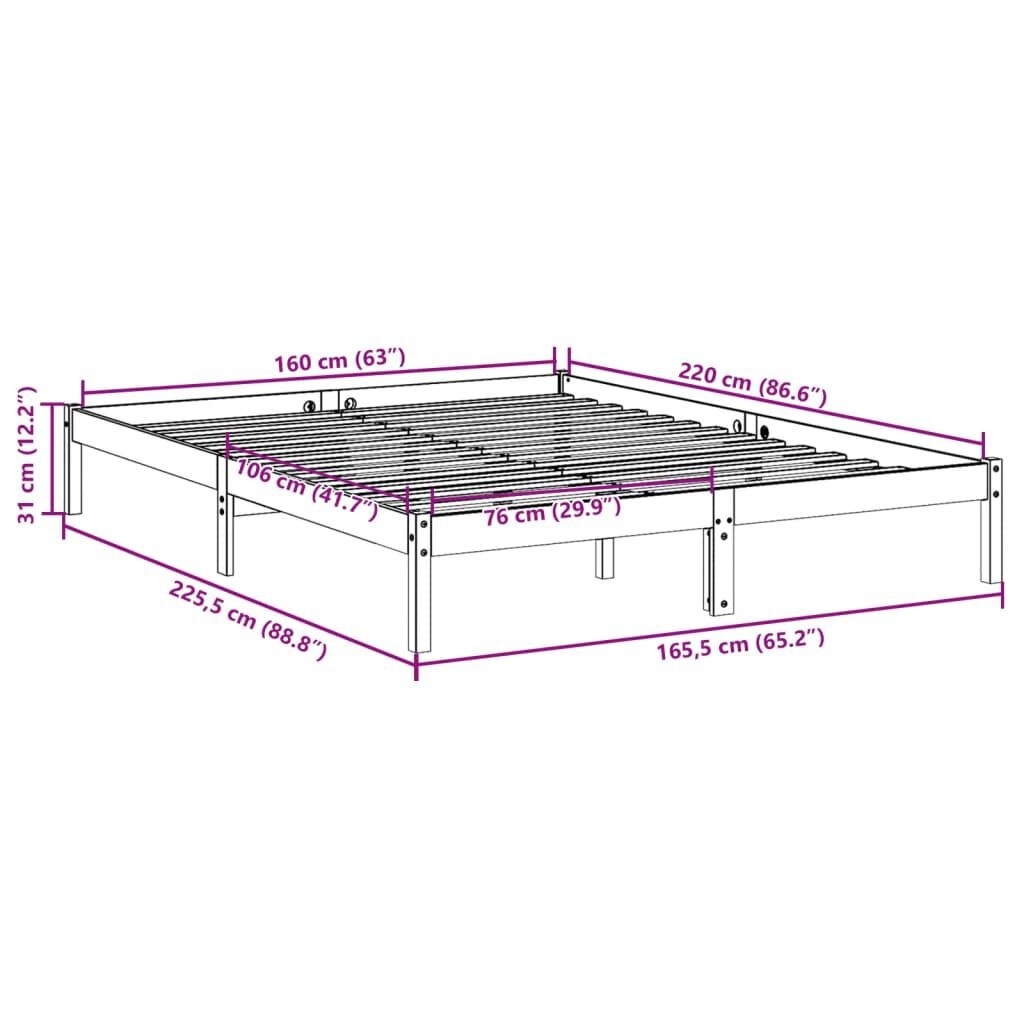 Extra Lang Bedframe Grenen Wit 160x220cm - 35% Korting!