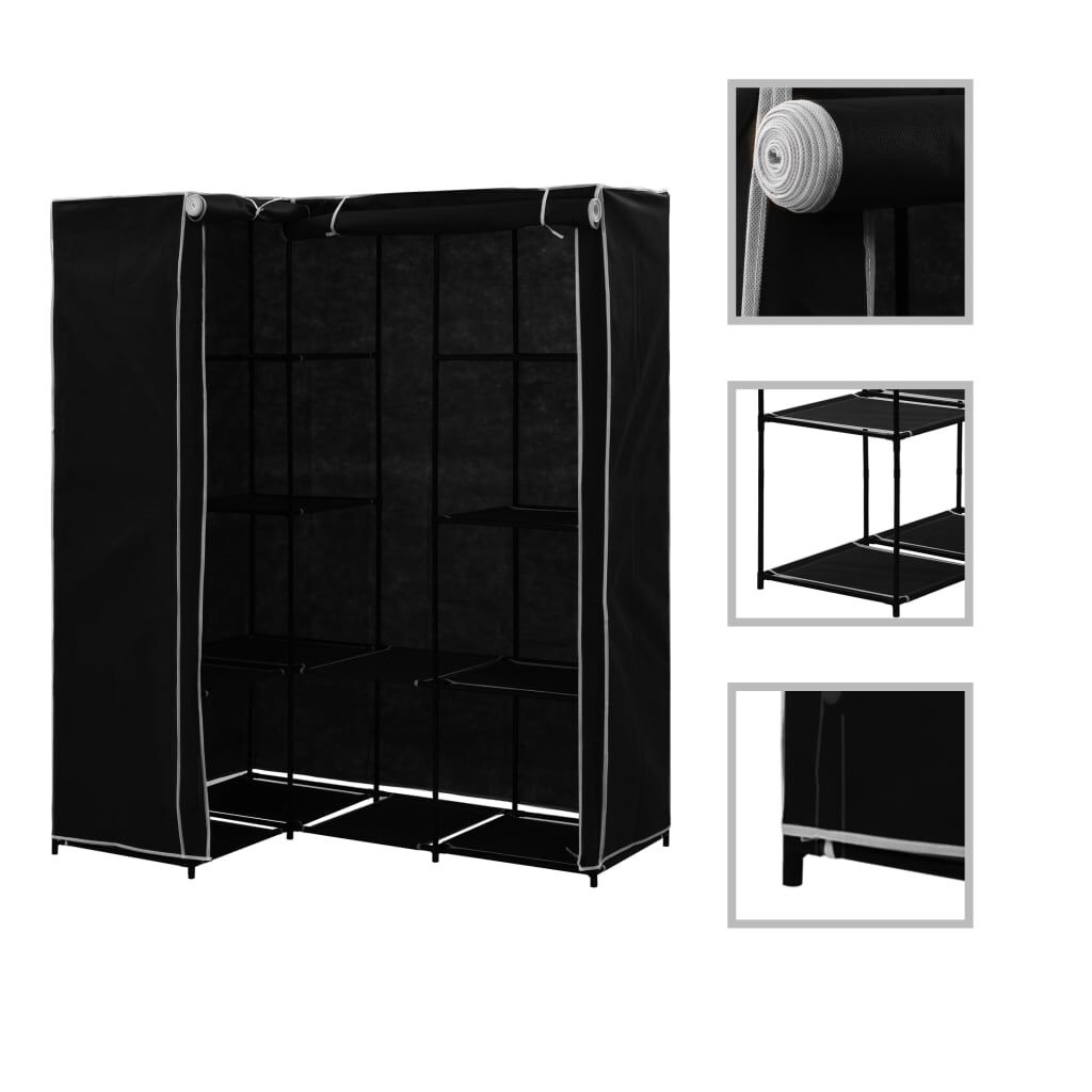 vidaXL Hoekkledingkast Zwart 130cm - 35% Korting!