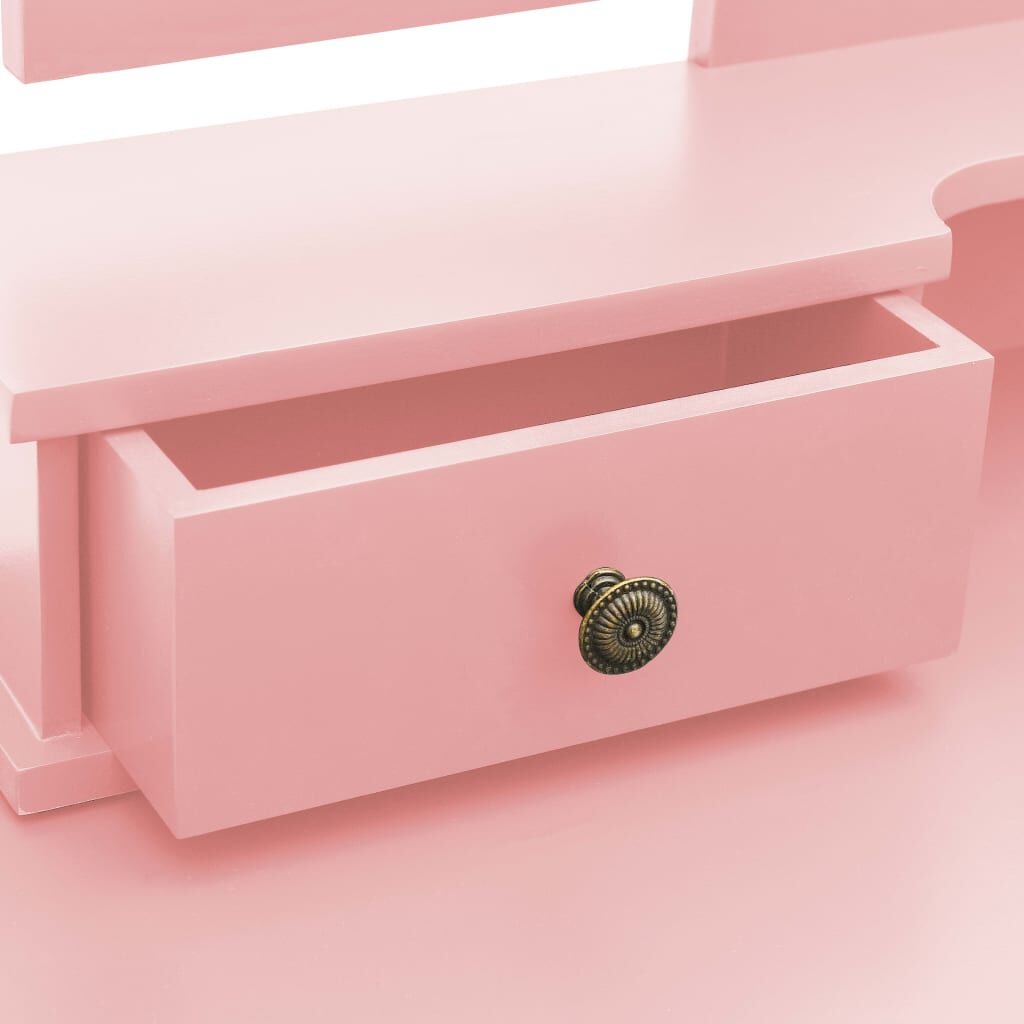 Roze Kaptafelset met Kruk - 35% Korting! Zo Goed als Nieuw