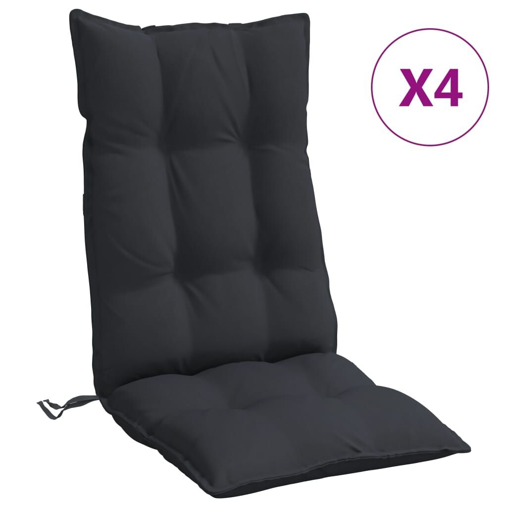 vidaXL Stoelkussens Hoge Rug Zwart (4 st) -50% Korting! Scheurtje