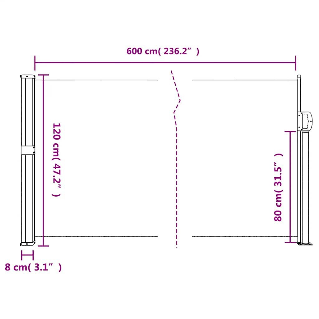 vidaXL Uittrekbaar Windscherm 120x600cm Zwart - 35% Korting!