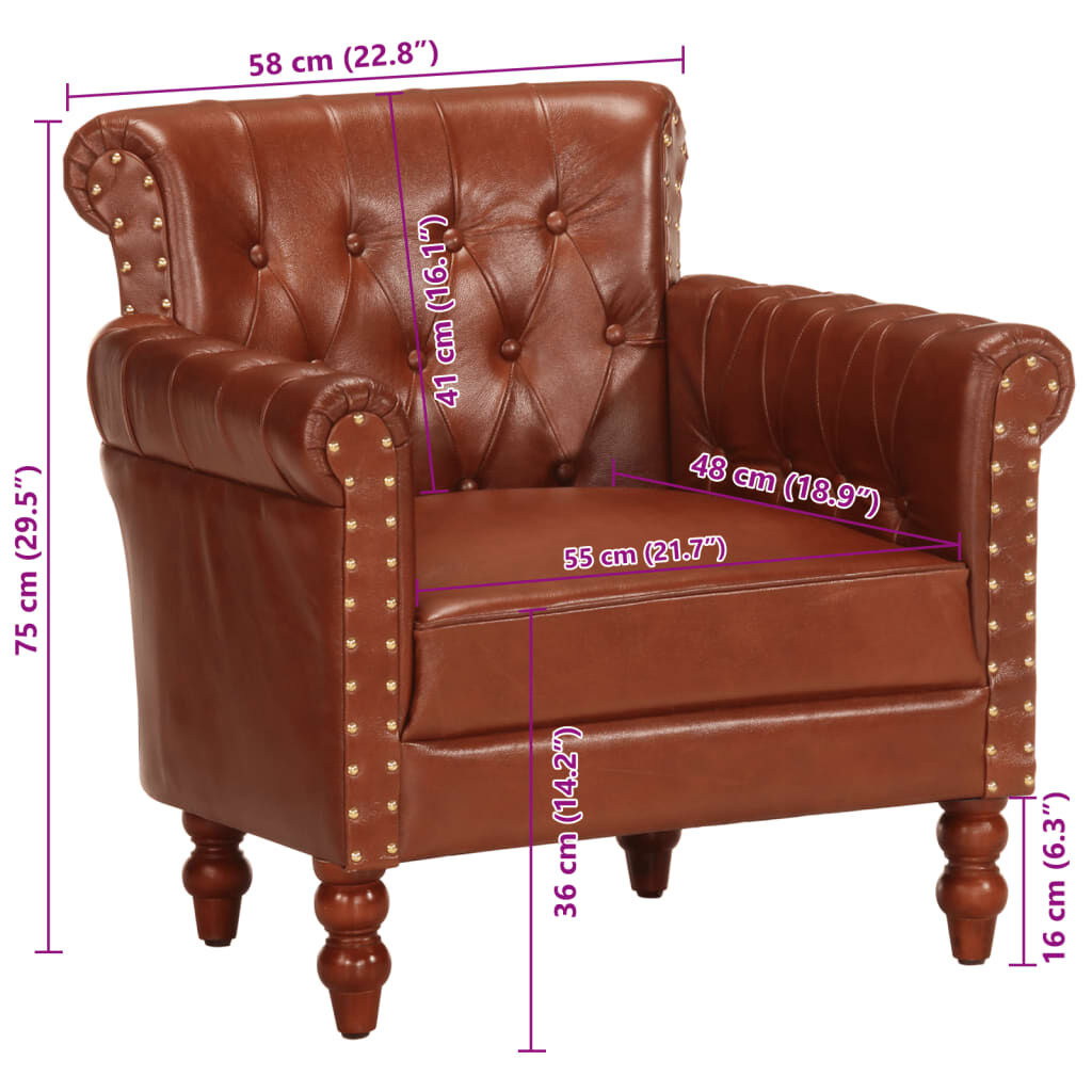 VidaXL Leren Fauteuil Bruin - 35% Korting!
