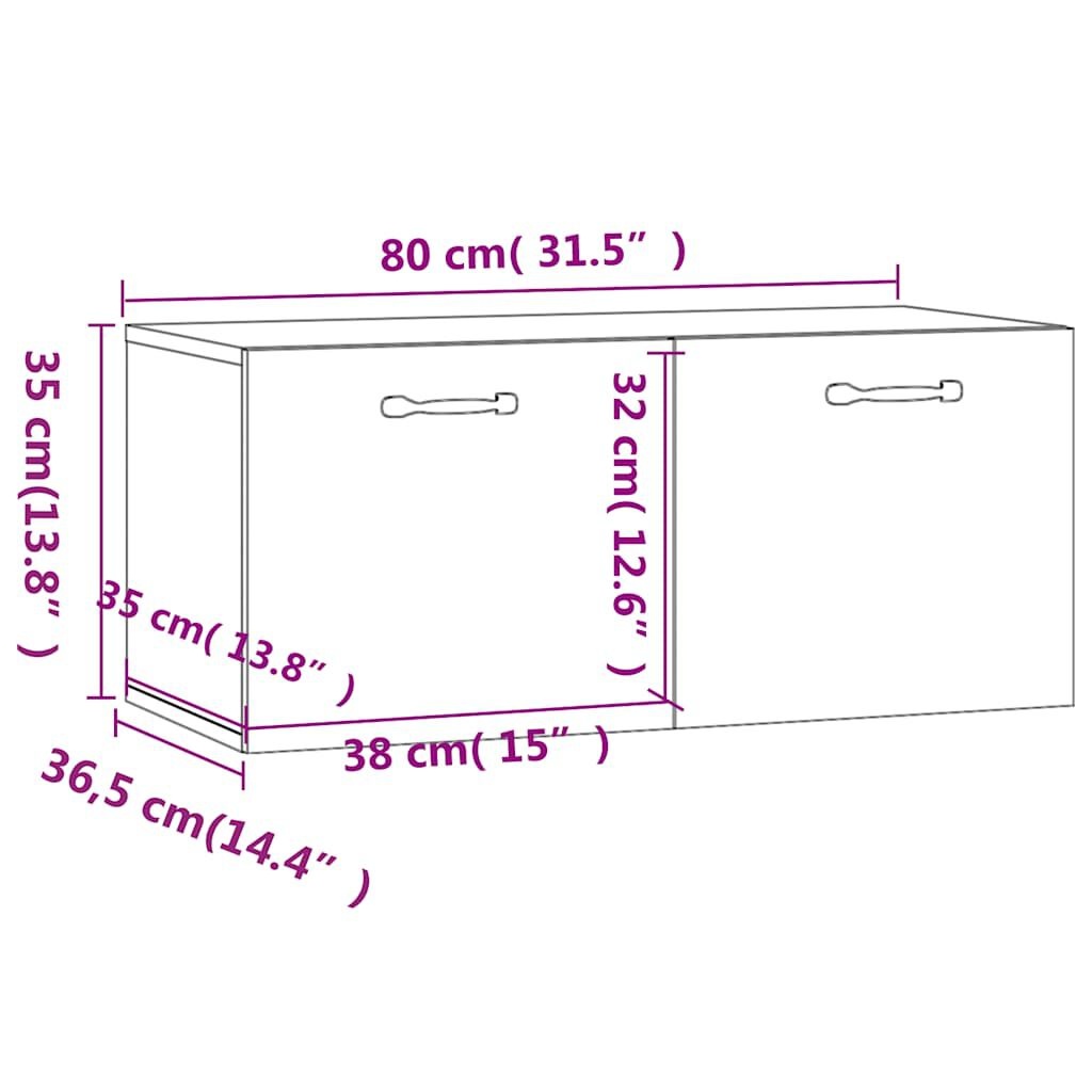 VidaXL Wandkast Wit Hoogglans 80cm - 35% Korting!