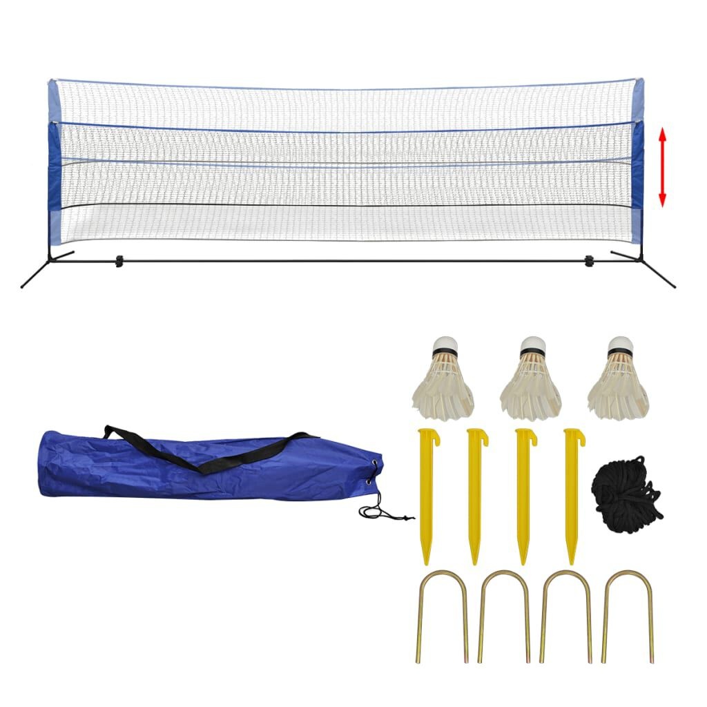 vidaXL Badmintonnet Set 500cm + Shuttles - 35% Korting!