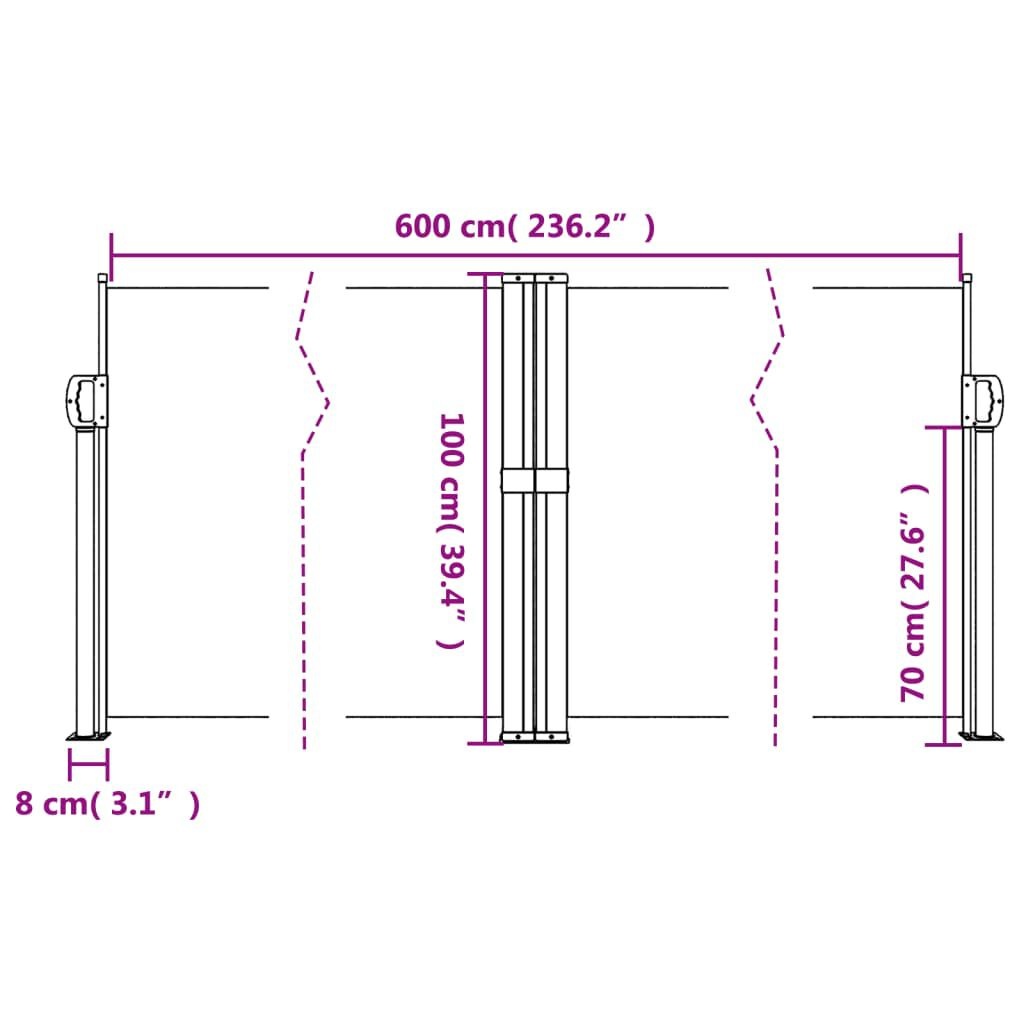 vidaXL Uittrekbaar Windscherm 100x600cm Zwart - 35% Korting!