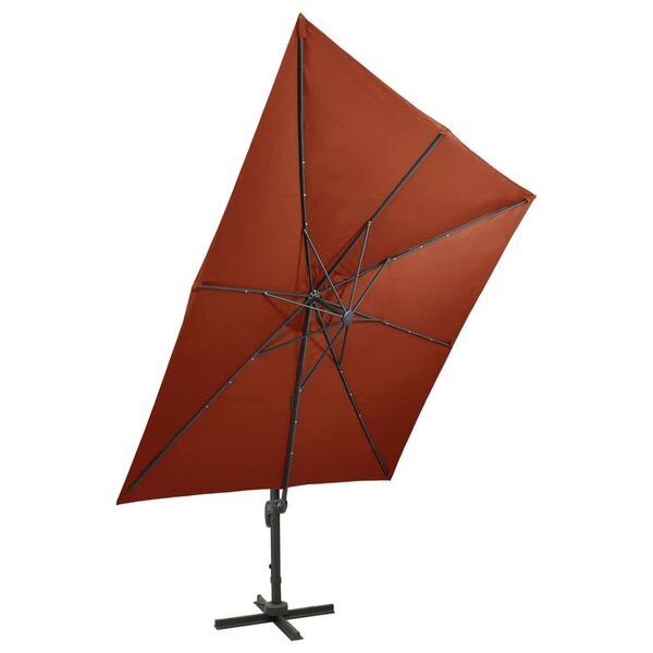 vidaXL Zweefparasol LED Terracotta 300cm - 35% Korting!