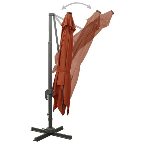 vidaXL Zweefparasol LED Terracotta 300cm - 35% Korting!