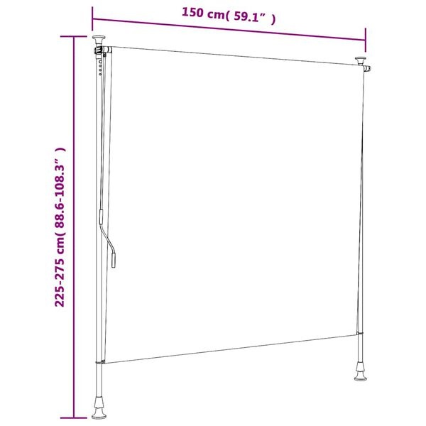 vidaXL Rolgordijn Buiten 150x270 Oranje/Wit - 35% Korting!